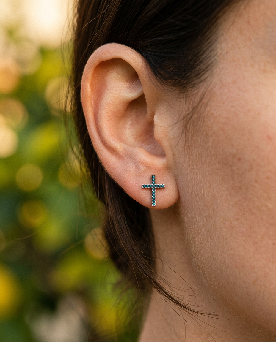 Acqua Cross Studs