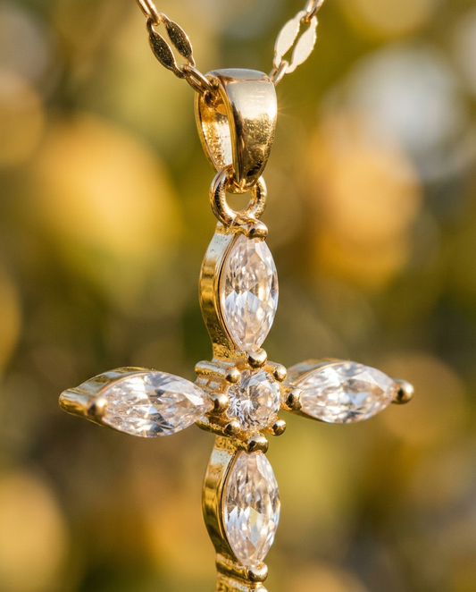 Gold pendant detail close-up