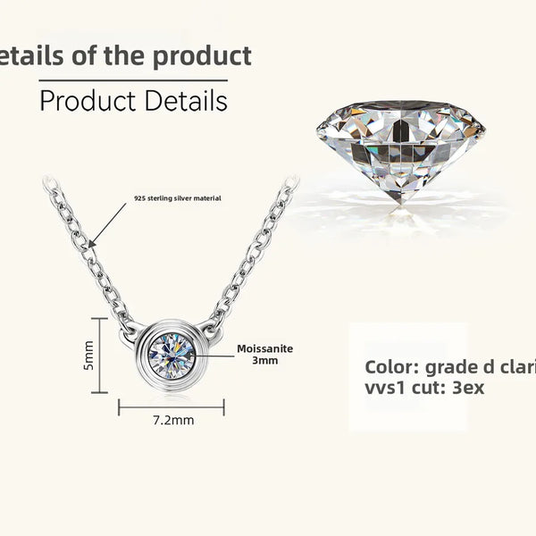 925 Silver / White-Small Flying Saucer Necklace (0.1 Carat)