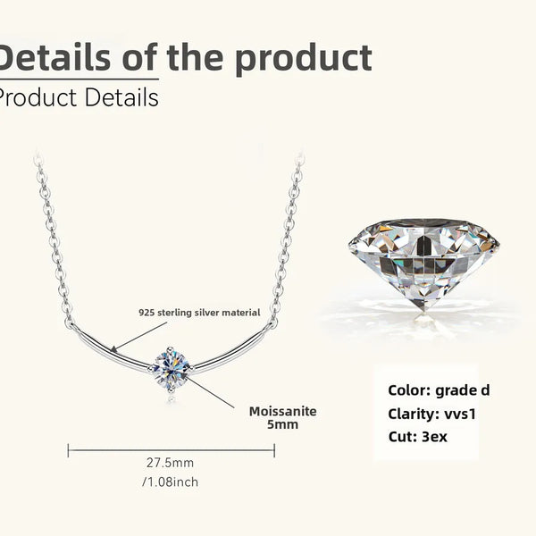 925 Silver / White-Smile Single Diamond Necklace (0.5 Carat)