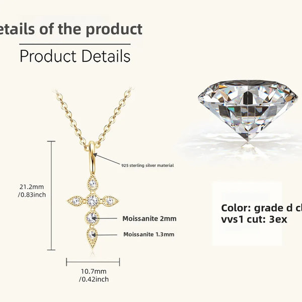 925 Silver / Gold - Fresh and Simple Cross Necklace (0.1 Carat)