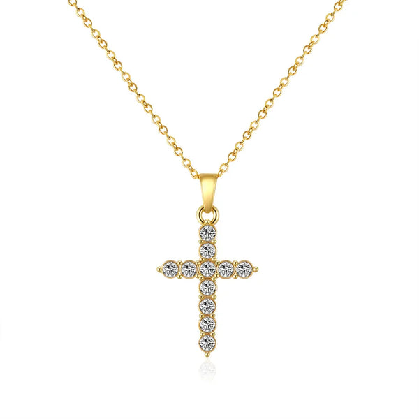 XL001-1 Round Zircon Cross Pendant