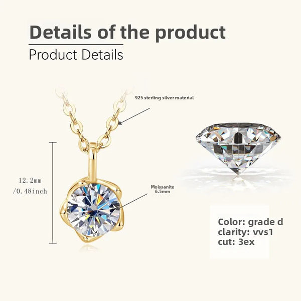925 Silver / Gold -1 Carat Bud Necklace