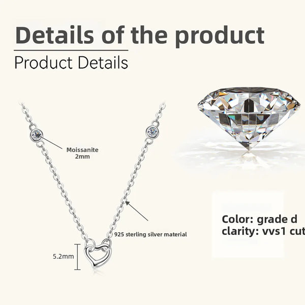 925 Silver / White-T Family Heart Necklace (0.06 Carat)