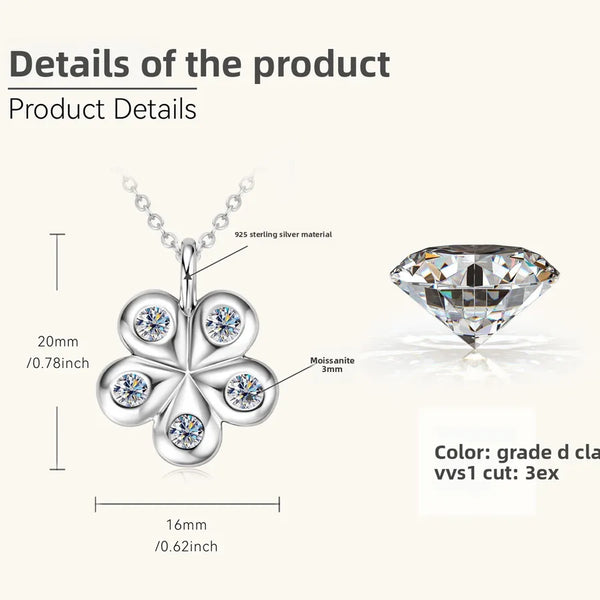 925 Silver / White-Camellia Necklace (0.5 Carat)