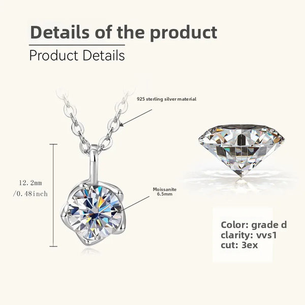 925 Silver / White-1 Carat Bud Necklace